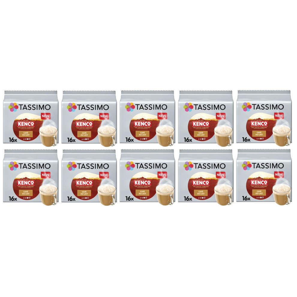 Tassimo Kenco Café Au Lait Coffee Pods X16 (Pack Of 10, Total 160 Capsules)