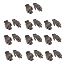 10 Paar Industrielle Sicherheitshandschuhe PU-beschichtet, antistatisch, Nylon, schwarz/rot, Größe 8 (M)