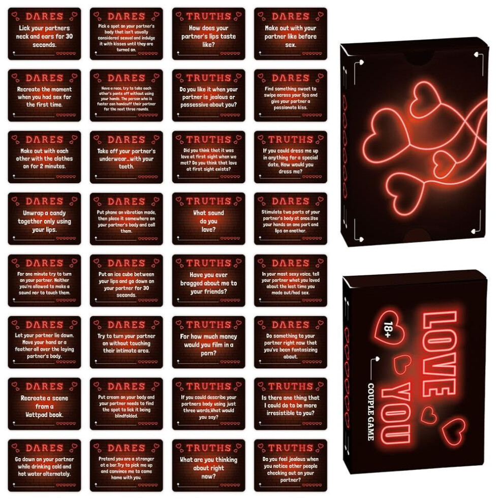 Valentine's Day Gifts for Him and Her, 50 Date Night Card Games for Couples, Boyfriend and Girlfriend Anniversary Set
