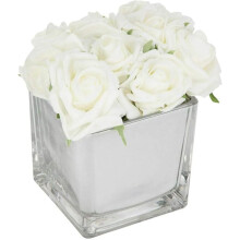 White Roses Cubic Artificial Flower 15Cm