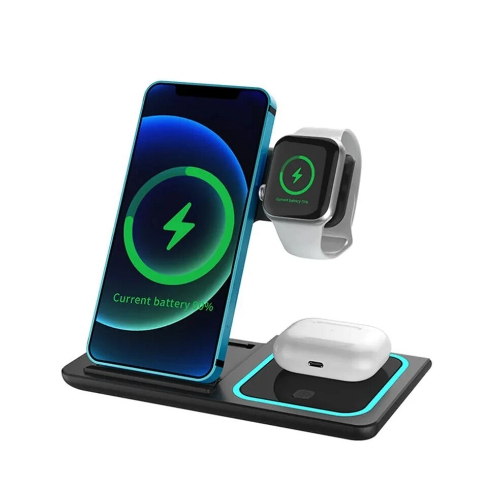 3-in-1 Wireless Charging Station Fast Charge,Apple Watch, Stand Dock for iPhone Devices,Samsung Devices,and Airpods Compatible with Wireless Chargers