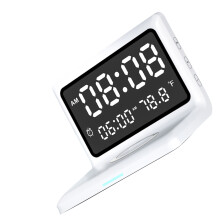 Multifunktionaler digitaler Erinnerungs-Wecker mit Spiegel, kabelloses Laden, 15W, 15*11*10cm