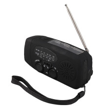 Handbetriebene Solar-Radio mit LED-Licht, 1200mAh, IPX3, Schwarz