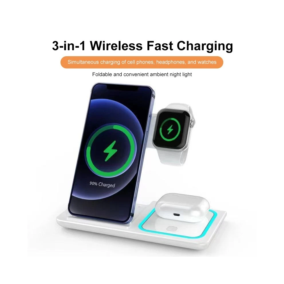 3-in-1 Wireless Charging Station Fast Charge,Apple Watch, Stand Dock for iPhone Devices,Samsung Devices,and Airpods Compatible with Wireless Chargers