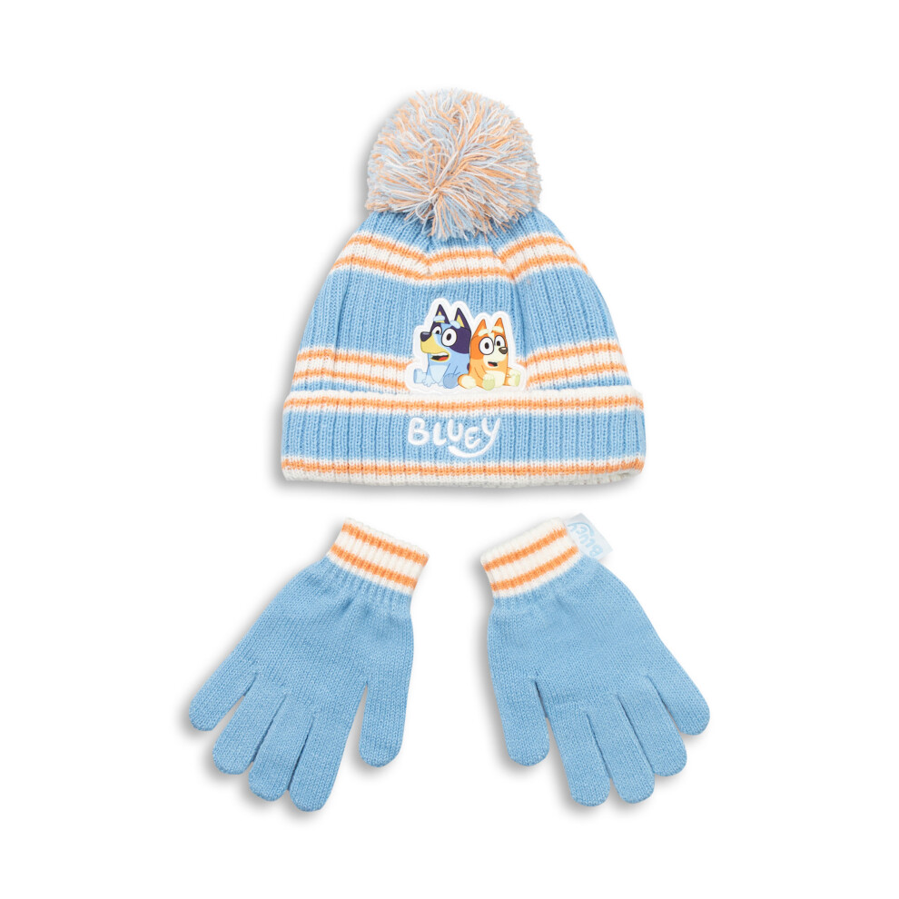 New Y Girls Beanie And Gloves Set (S ) Blue