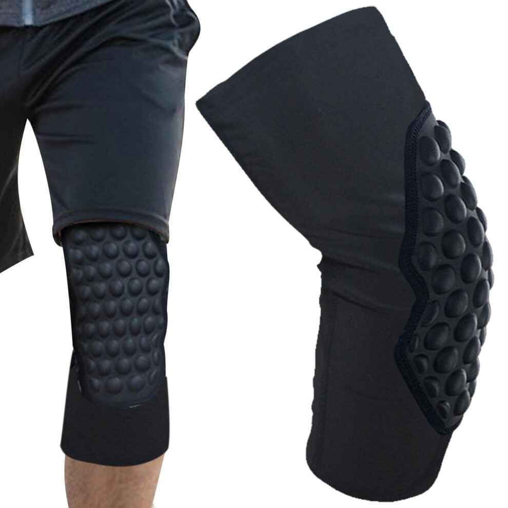 Knee Pads for Men | Black Compression Knee Brace with Side Stabilizers for Basketball, Volleyball, Weightlifting, Running Support-image-OPC-PK562M7-NEW