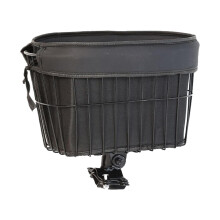 Front Bicycle Basket for Dogs - Pet Carrier with Black PU Inner Pocket, Metal Storage, Fits Most Bikes