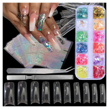 AddFavor 100pcs Coffin Fake Nails Full Cover Long Press on Nails Pure Color Matte Acrylic False Nail Tips for Women and Girls (Royal Blue)