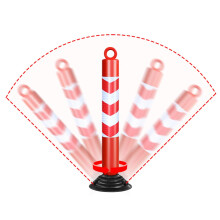 Flexible Plastic Traffic Guide Posts 120cm with Removable Rubber Base, Reflective Spring Road Barrier Cones