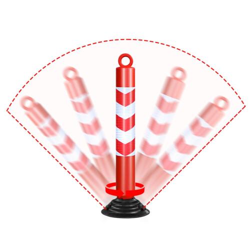 Flexible Plastic Traffic Guide Posts 120cm with Removable Rubber Base, Reflective Spring Road Barrier Cones