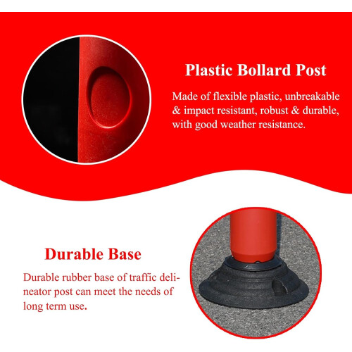 Flexible Plastic Traffic Guide Posts 120cm with Removable Rubber Base, Reflective Spring Road Barrier Cones 2