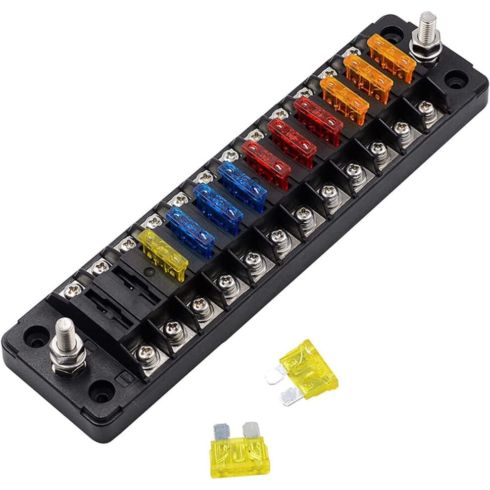 Auto Plastic Fuse Box 12-Compartment Flame Retardant Fuse Holder Double Fuses For Auto Boat Marine Trike 6947110609904