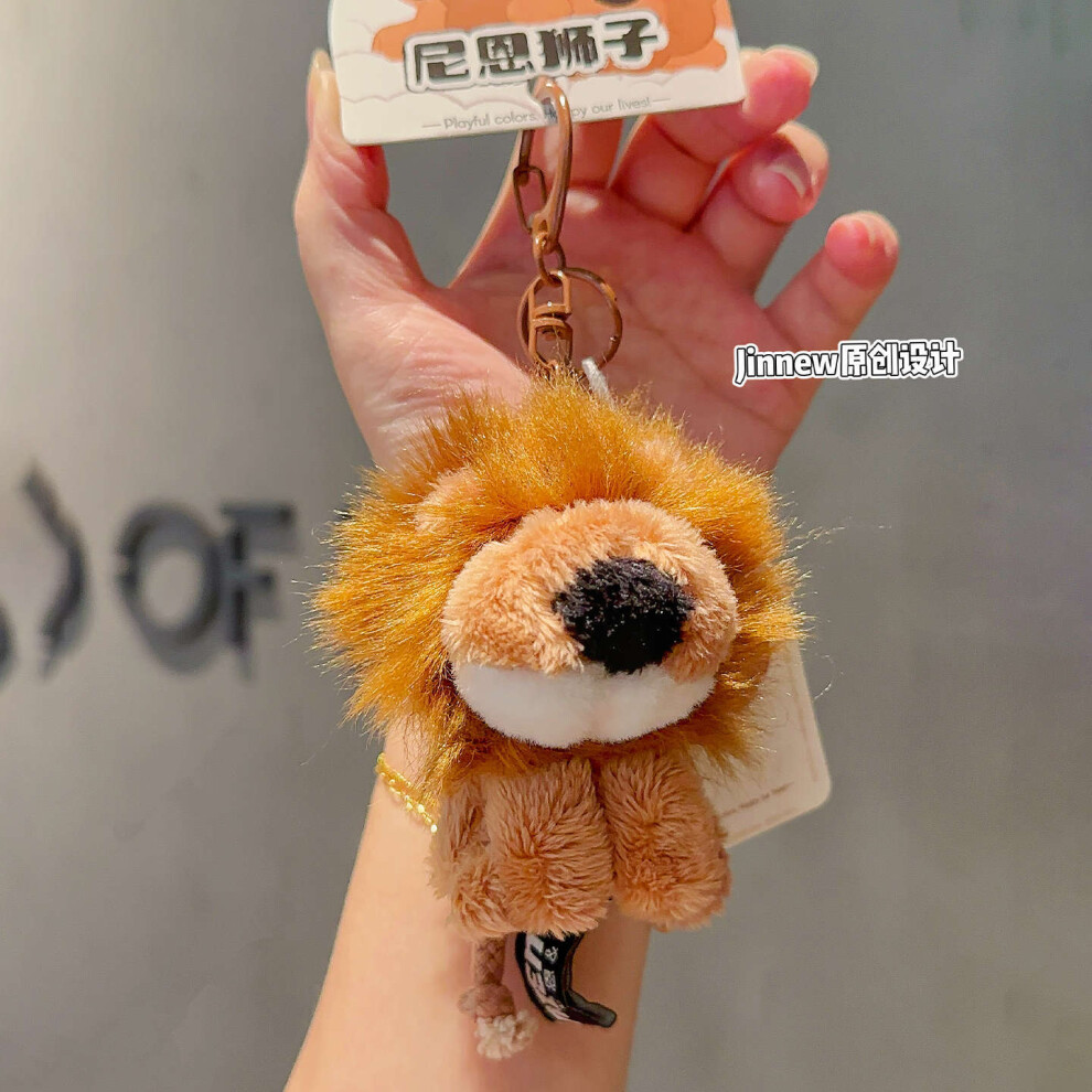 (BrownSitting) And Pink Cute Brown Sitting Position Nien Lion Plush Toy Keychain Pendant-image-OPC-PK56DFS-NEW