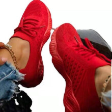 (Red, 42?Foot Length26cm/10.24in) Ladies Slip Sneakers On Running Trainers Womens Walking Gym Fashion Shoes Comfy