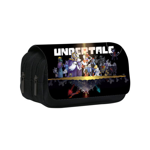 (9) Game Character Undertale Pattern Double Layered Student Bag Storage Stationery