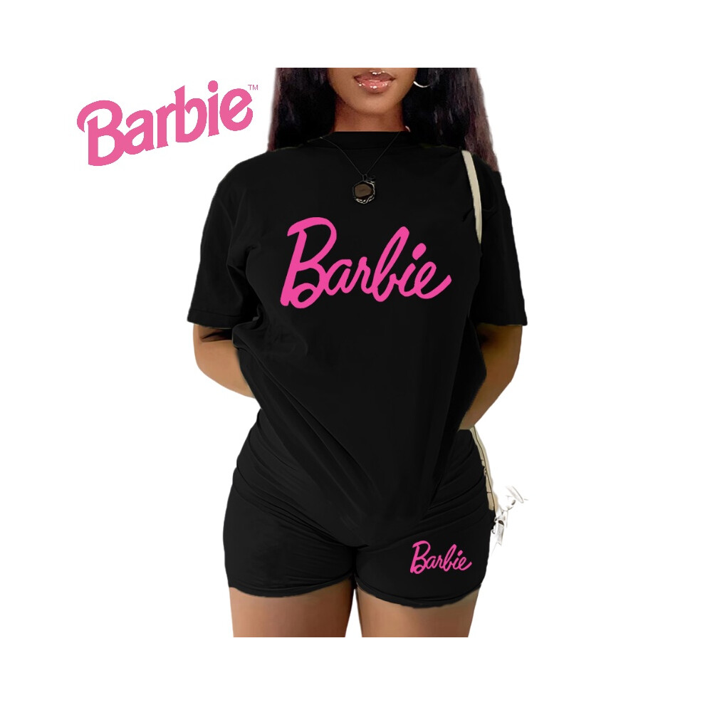 (Black, 4XL) Movie Tops Barbie Shorts Set Tracksuit Casual Costume Outfit Summer Fans Daily-image-OPC-PK5757W-NEW