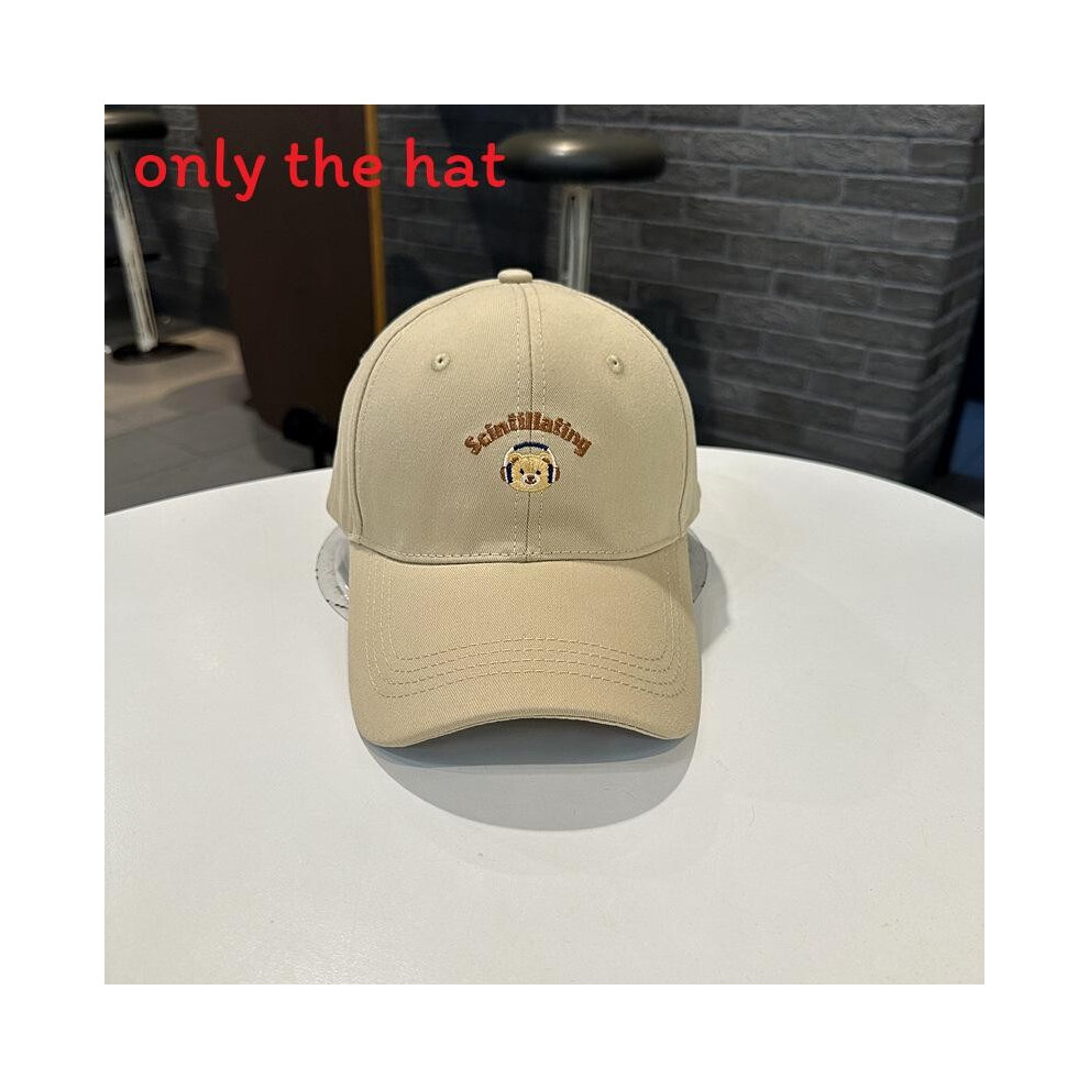 (Khaki) Fashionable Baseball Cap With Alphabet And Cat Embroidery For Design Daily-image-OPC-PK57MQT-NEW