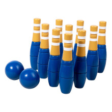 10pcs Wooden Bowling Set for Kids - Durable Portable Lawn Bowling Cones and Mini Bowling Pins for Backyard Fun