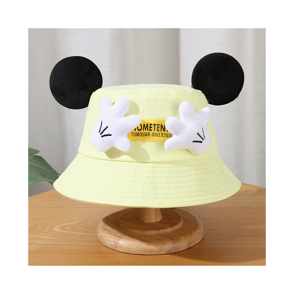 (Yellow ) Letter Cartoon Cute Palm Fisherman Hat Cotton Large Brim Hat Sun Protection-image-OPC-PK57X5K-NEW