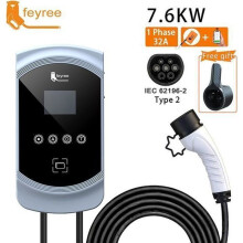 borne de recharge voiture electrique EVSE Wallbox 7,6kw 3Phase Vope2 Câble Prise IEC62196-2.