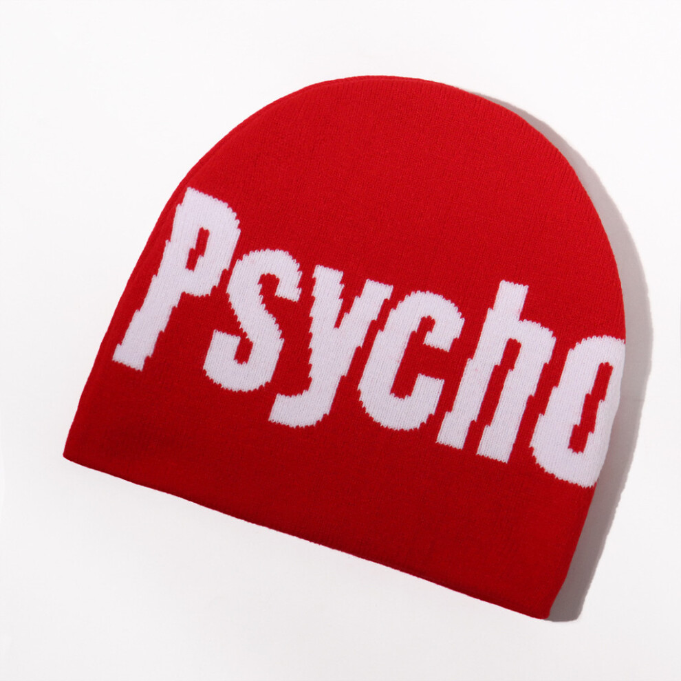 (Red) Color Blocked Fashion Letter Pattern Women Casual Warm Knitted For Hat Winter-image-OPC-PK57XYJ-NEW