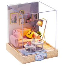 Cute Room 3D Puzzle DIY Wooden Miniature House Model Kit Dollhouse with Cozy Corner Design and Detailed Accessories