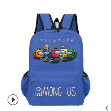 (Drink-DarkBlue)Mochila Among Us Spaceman Estudiantes Bolsos Escolares Niños Niños Bolso de Hombro Niñas