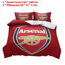 (Extra Large)Housse de couette imprimée arsenal de football taie d'oreiller literie de Noël ensemble de trois pièces