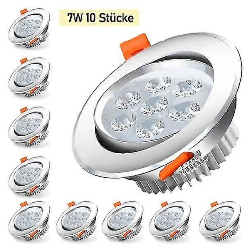 10X 7W kaltweiße LED-Einbaustrahler für das Badezimmer
