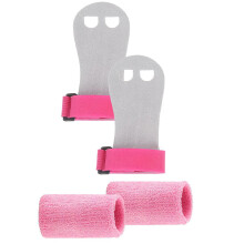 Kids' Gymnastics Grips and Arm Bands, Comfortable Training Gloves with Wrist Bandages for Kids, Size M, Black