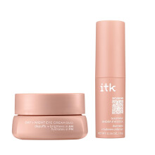 ITK Skincare Caffeine + Under Eye Stick Serum For Dark Circles - Anti Aging + Day + Night Face Cream Duo - AM Day Cream With Vitamin C To Depuff Under