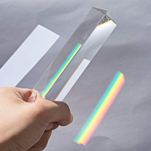 Glass Triangular Prism Crystal Teaching Tool for Photography, Sunlight Reflection, 5x5x15cm 1