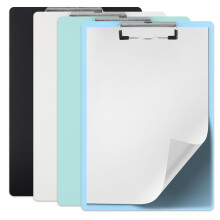 A4 Clipboards Pack of 4, Multicoloured Plastic with Metal Clamp, Durable Student and Office Clipboards in White, Black, Light Green, Light Blue