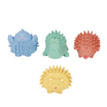 4 Stück Baby-Sinnes-Vinylbälle Set – Bunte Tierformen & Quietscher