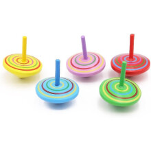 5 stuks houten tol speelgoed houten platte draaiende gyroscopen speelgoed willekeurige kleur