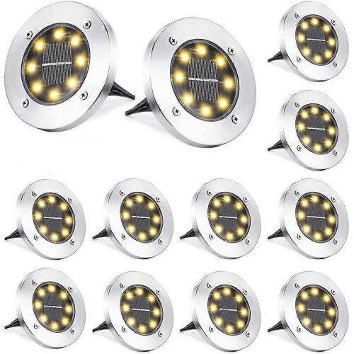 Solar Ground Lights,12Pack Solar Pathway Lights Waterproo for Patio Pathway Lawn Yard