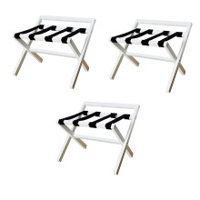 3 Piece Folding Luggage Stand, Wooden Suitcase Holder with Nylon Straps, Hotel Room Luggage Stool, 61x36x50cm