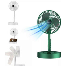 (green) Telescopic Folding Fan - 2024 New Portable USB Rechargeable Collapsible Desk Fan