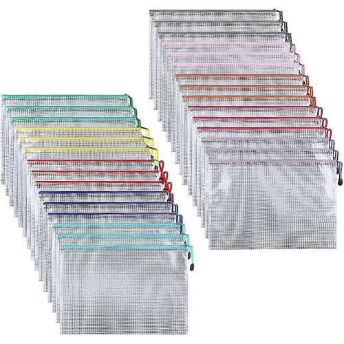 30 stuks A6 documententas / dossiertas plastic pvc mesh rits archiefkast map