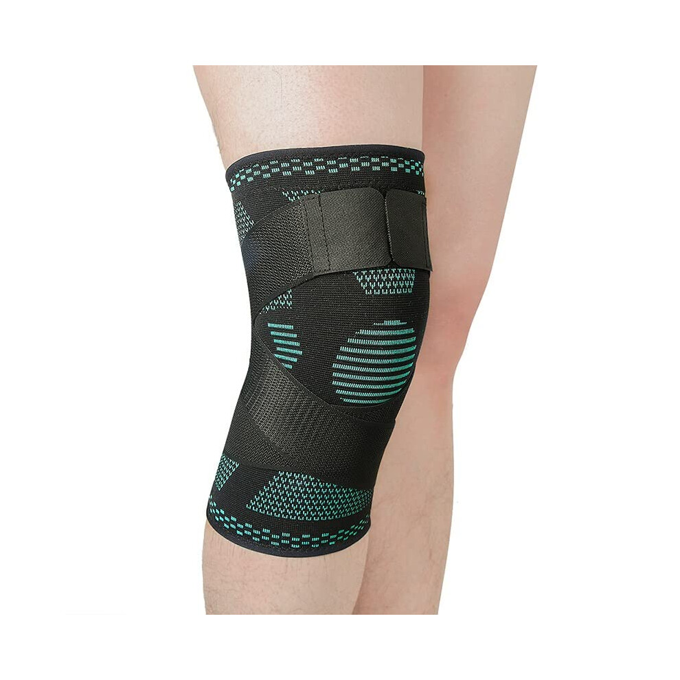 Sport Knee Pads for Men - 2 Pack Elastic Support Brace for Basketball and Volleyball, Green, XL Size-image-OPC-PK59MPY-NEW