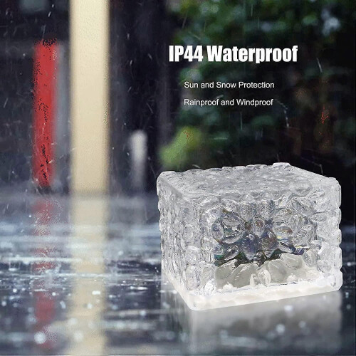 4 Pack Warmwhite Light Solar Light PVC Brick, Solar LED Brick Light with Light Sensor, On/Off Solar 1