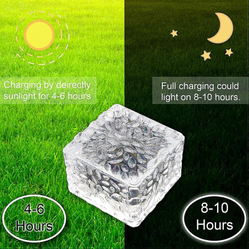 4 Pack Warmwhite Light Solar Light PVC Brick, Solar LED Brick Light with Light Sensor, On/Off Solar 2