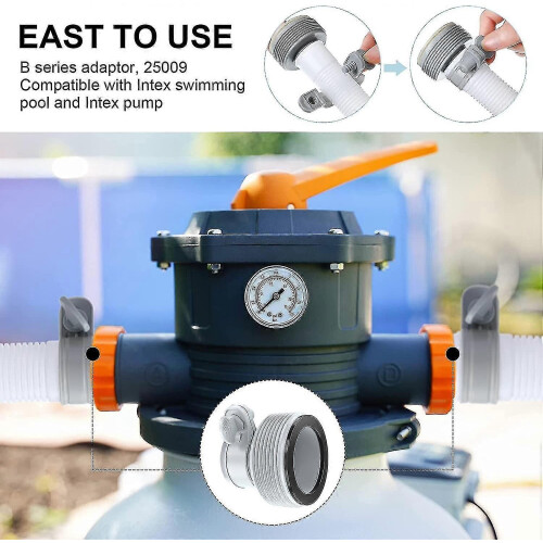2pcs Filter Pump Interface Adapter For Intex Hose Adapter 1.25in To 1.5in 2