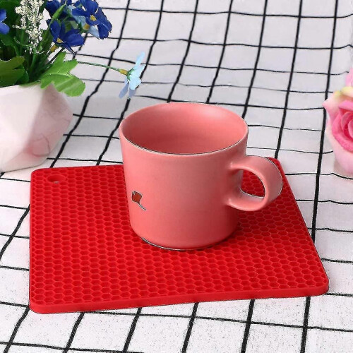 2pcs Table Mats,temperature Resistant Thicken Silicone Square Honeycomb Placemats 1