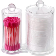 Katoenen doos Transparante acryl make-up opberger voor wattenstaafjes en watten