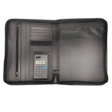 A4 Writing Folder, PU Leather Conference Portfolio, Zippered Notepad Holder with Resume and Document Pockets