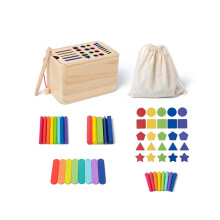 Wood Sorting Box for Babies and Toddlers to Learn Colors and Shapes, Promoting Early Cognitive Development, Wooden Educational Toy