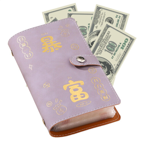 Money Saving Binder Large Capacity 2025 Budget Organizer A6/A5 Size with 50 Sheets Multiple Compartments Violet
