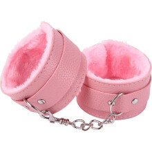 Plush Handcuffs for Beginners - Pink Fluffy BDSM Cuffs - Comfortable Adjustable Size - Soft Material for Sensual Play