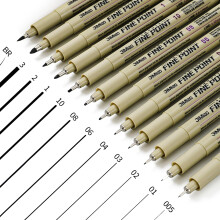 Fineliner Pens Set of 12, Black Waterproof Fine Tip Pens with Varying Line Widths for Illustration and Sketching